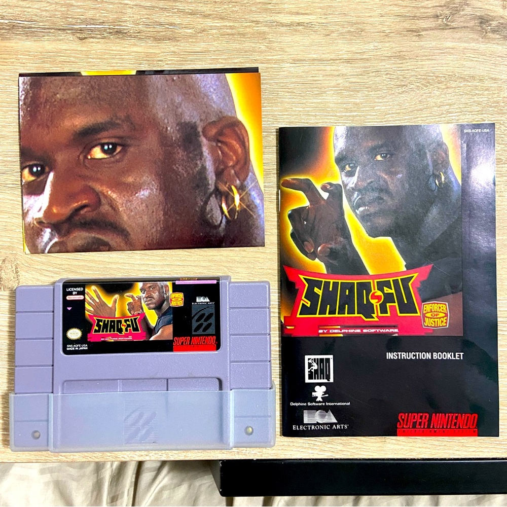 Shaq-Fu (SNES Super Nindento, 1994) with Manual + Poster